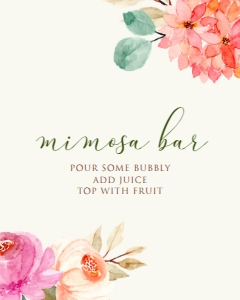 AutumnFloralMimosaBarSign8x10: Autumn Floral Mimosa Bar Sign, Printable Mimosa Signs, Printable Wedding Sign, Bridal Shower Sign, Floral Mimosa Bar Signs, Instant Download