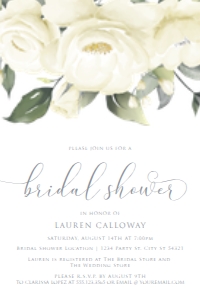 White Rose Bridal Shower Invitation Set, Printable Invitations, Editable Files, Recipe Card, Instant download, Corjl Files, Floral Shower design preview