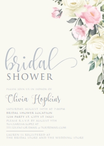 PinkFloralBridal5x7: Pink and White Rose Bridal Shower Invitation Bundle, Printable Invitations, Editable Files, Recipe Card, Instant download, Corjl Template
