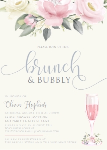 Pink Rose Bridal Shower Invitation Set, Printable Invitations, Editable Files, Recipe Card, Instant download, Corjl Template, Pink and White design preview