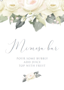 White Rose Mimosa Bar Sign, Printable Mimosa Signs, Printable Wedding Sign, Bridal Shower Sign, Floral Mimosa Bar Signs, Instant Download design preview