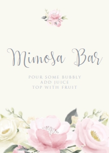 Pink Rose Mimosa Bar Sign, Printable Mimosa Bar Signs, Printable Wedding Sign, Bridal Shower Sign, Floral Mimosa Bar Signs, Instant Download design preview