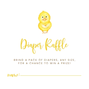 BabyChickDiaperCard: Diaper Raffle, Chick Baby Shower, Instant Download, Chick themed, Baby Shower Raffle Sign, Printable Shower Sign, Farm Animal Baby Shower
