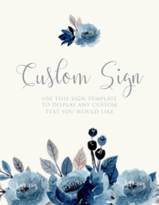 Blue Floral Bridal Shower Custom Sign, Printable Custom Signs, Bridal Shower Sign, Editable Welcome Sign, Instant download, Hen Party Sign design preview