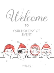 ChristmasCatsWelcome18x24: Cat Christmas Invitation Set, Christmas Cats Invitation Bundle, Holiday Cats Party Kit, Editable Invite Kit, Printable Holiday Invite Kit