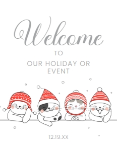 ChristmasCatsWelcome8x11: Cat Christmas Invitation Set, Christmas Cats Invitation Bundle, Holiday Cats Party Kit, Editable Invite Kit, Printable Holiday Invite Kit