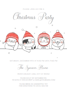 ChristmasCats5x7: Cat Christmas Invitation Set, Christmas Cats Invitation Bundle, Holiday Cats Party Kit, Editable Invite Kit, Printable Holiday Invite Kit