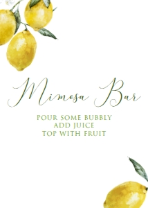 LemonMimosaSign5x7: Lemon Bridal Shower Sign Kit, Lemon Themed Welcome Signs, Lemon Mimosa Signs, Custom Lemon Themed Signs, Printable Signs, Corjl Template