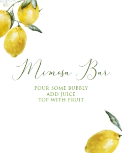 LemonMimosaSign8x10: Lemon Bridal Shower Sign Kit, Lemon Themed Welcome Signs, Lemon Mimosa Signs, Custom Lemon Themed Signs, Printable Signs, Corjl Template