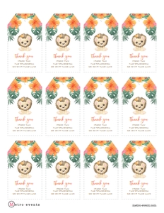 Baby Lion Printable Thank You Tags, Lion King Favor Tags, Little Lion Gift Tags, Editable Favor Tags, Corjl Template, Cactus Thank You Tags design preview