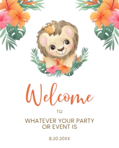 BabyLionBoyWelcome16x20: Baby Lion Welcome Sign, Lion King Baby Shower Sign, Custom Welcome Sign, Editable Welcome Sign, Instant download, Lion Welcome Signs