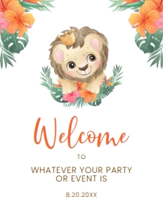 BabyLionBoyWelcome8x11: Baby Lion Welcome Sign, Lion King Baby Shower Sign, Custom Welcome Sign, Editable Welcome Sign, Instant download, Lion Welcome Signs