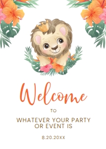 BabyLionBoyWelcome5x7: Baby Lion Welcome Sign, Lion King Baby Shower Sign, Custom Welcome Sign, Editable Welcome Sign, Instant download, Lion Welcome Signs