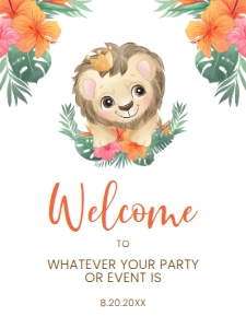 BabyLionBoyWelcome18x24: Baby Lion Welcome Sign, Lion King Baby Shower Sign, Custom Welcome Sign, Editable Welcome Sign, Instant download, Lion Welcome Signs