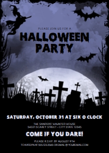 Witch Halloween Party Invitations, All Hallows Eve Invitations, Creepy Invitation, Graveyard Party Invitations, Printable Invitations design preview