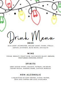 Christmas Lights Drink Menu Signs, Drink Menu Template, Drink Menu Sign, Printable Bar Menu, Instant Download, Cocktail Sign, Christmas Sign design preview