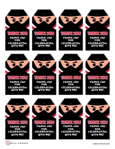 Ninja Gift Tags, Ninja Printable Thank You Tags, Ninja Warrior Favor Tags, Editable Favor Tags, Corjl Template, Ninja Thank You Tags design preview