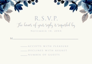 NavyFloralRSVPCard: Navy Blue Floral rsvp card, Watercolor Floral RSVP Card, RSVP Card Template, RSVP Postcard, Instant Download, Corjl Template, Enclosure Card
