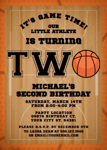 Basketball Second Birthday Invitation, Sports Birthday Invite, Boys Party Invitations, Basketball Theme, Printable Invitations, 2nd Birthday design preview