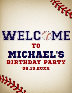 Baseball Welcome Sign, Printable Sign, Custom Baseball Welcome Sign, Vintage Baseball Welcome Sign, Instant download, Corjl Sign Template design preview