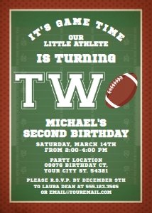 Football Second Birthday Invitation, Boys Party Invitations, Printable Invitation, 2nd Birthday Invite, American Football Birthday Invite design preview