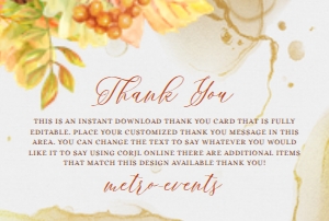 Autumn Leaves Thank You Cards, Fall in Love Thank You Notes, Fall Themed Thank You Card, Thank You Card, Printable, Instant Download, Corjl design preview