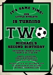 Soccer Second Birthday Invitation, Boys Party Invitations, Printable Invitation, 2nd Birthday Invite, Football Birthday Invite, Corjl Invite design preview