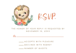 BabyBoyLionRSVP: Lion rsvp card, Baby Lion RSVP Card, RSVP Card Template, RSVP Postcard, Instant Download, Corjl Template, Enclosure Card, Lion King rsvp