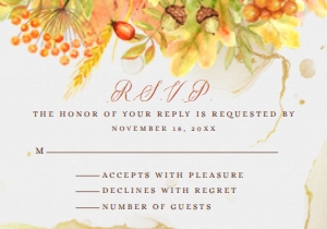 FallInLove_RSVPcard: Autumn Leaves rsvp card, RSVP Card, RSVP Card Template, RSVP Postcard, Instant Download, Corjl Template, Enclosure Card, rsvp card