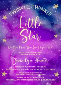 TwinkleLittlestar5x7: Twinkle Twinkle Little Star Invitation Kit, Thank You Card, Enclosure Card, Diaper Raffle Card, Galaxy Baby Shower, Moon & Stars Baby Shower