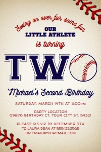 Baseball Second Birthday Invitations, Editable Instant Download, Baseball Birthday Invitation, Birthday Invitations, Printable Invitations design preview