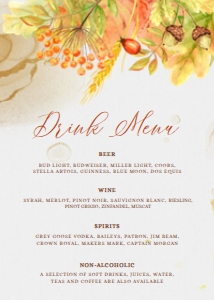 FallInLoveDrinks5x7: Autumn Leaves Drink Menu Signs, Friendsgiving Signs, Drink Menu Sign, Printable Bar Menu, Instant Download, Cocktail Sign, Drink Menu Sign