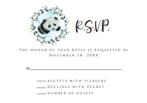Baby Panda rsvp card, Panda RSVP Card, RSVP Card Template, RSVP Postcard, Instant Download, Corjl Template, Enclosure Card, Olive rsvp design preview