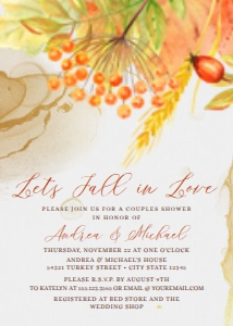Fall In Love Bridal Shower Invitation, Fall Bridal Shower Invitation, Digital Invitation, Editable Template, Boho Fall Invitation, Corjl design preview
