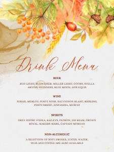 FallInLoveDrinks18x24: Autumn Leaves Drink Menu Signs, Friendsgiving Signs, Drink Menu Sign, Printable Bar Menu, Instant Download, Cocktail Sign, Drink Menu Sign