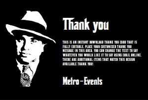 BlackWhiteMobThankYou: Mobster Thank You Cards, Mob Party Thank you cards, Gangster Thank You Cards, Instant Download, Corjl Template, Editable Thank You Cards