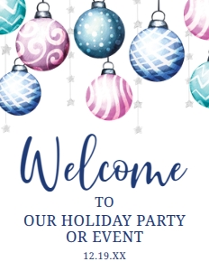 OrnamentExchWelcome8x11: Christmas Ornament Welcome Signs, Corjl Template, Holiday Party Sign, Printable Welcome Sign, Instant Download, Holiday Sign, Christmas Sign