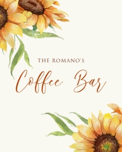 SummerSunflowerCoffeeBar8x10: Sunflower Coffee Bar Sign, Printable Coffee Bar Signs, Printable Wedding Sign, Bridal Shower Sign, Floral Coffee Bar Signs, Instant Download