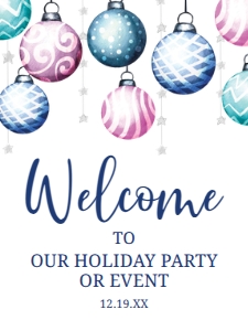 OrnamentExchWelcome18x24: Christmas Ornament Welcome Signs, Corjl Template, Holiday Party Sign, Printable Welcome Sign, Instant Download, Holiday Sign, Christmas Sign