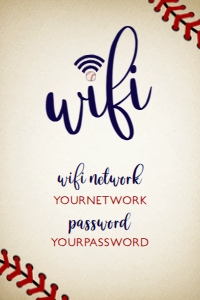 BaseballwifiSign4x6: Vintage Baseball WiFi Password Sign, Editable WiFi Sign Template, Instant Download, Corjl Template, Printable Wifi Sign, Custom Wifi Sign