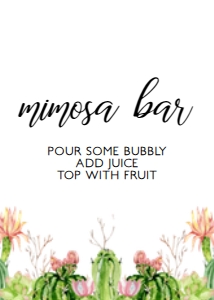 Cactus Mimosa Bar Sign, Printable Mimosa Bar Signage, Printable Wedding Sign, Bridal Shower Sign, Succulent Themed Signs, Instant Download design preview