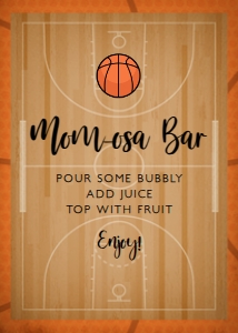 BabyBasketballMomosa5x7: Momosa Bar Sign, Basketball Themed, Corjl Template, Sports Themed, Editable Sign, Instant Download, Printable Sign, Baby Shower Mimosa Bar