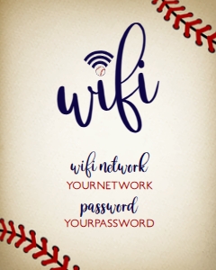 BaseballWiFiSign8x10: Vintage Baseball WiFi Password Sign, Editable WiFi Sign Template, Instant Download, Corjl Template, Printable Wifi Sign, Custom Wifi Sign