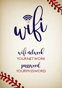 BaseballWiFiSign5x7: Vintage Baseball WiFi Password Sign, Editable WiFi Sign Template, Instant Download, Corjl Template, Printable Wifi Sign, Custom Wifi Sign