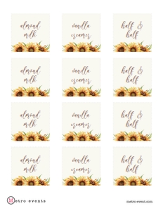 SunflowerCoffeeBarTags: Sunflower Coffee Bar Sign, Printable Coffee Bar Signs, Printable Wedding Sign, Bridal Shower Sign, Floral Coffee Bar Signs, Instant Download