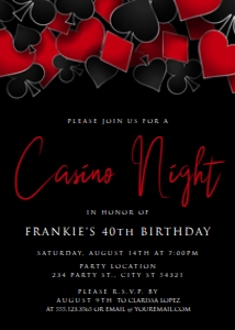 CasinoNightRedInvite5x7: Casino Night Invitation Set, Casino Invitation, Las Vegas Party Bundle, Editable Invitation Bundle, Casino Party Decor, Poker Night Invites