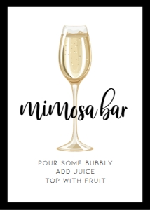 ModChampMimosaSign5x7: Champagne Mimosa Bar Sign, Printable Mimosa Bar Signage, Printable Champagne Sign, Brunch and Bubbly, Black and White Sign, Instant Download