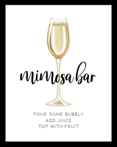 ModChampMimosa8x10: Champagne Mimosa Bar Sign, Printable Mimosa Bar Signage, Printable Champagne Sign, Brunch and Bubbly, Black and White Sign, Instant Download