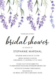 LavenderBridalShower15x7: Lavender Floral Bridal Shower Invitation Set, Lavender Invitation, Purple Floral Thank You Card, Enclosure Card, Recipe Card, Corjl Template