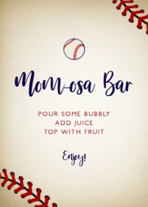 BabyBaseballMomosa5x7: Momosa Bar Sign, Baseball Themed, Corjl Template, Printable Mimosa, Editable Signs, Instant Download, Printable Sign, Baby Shower Mimosa Bar